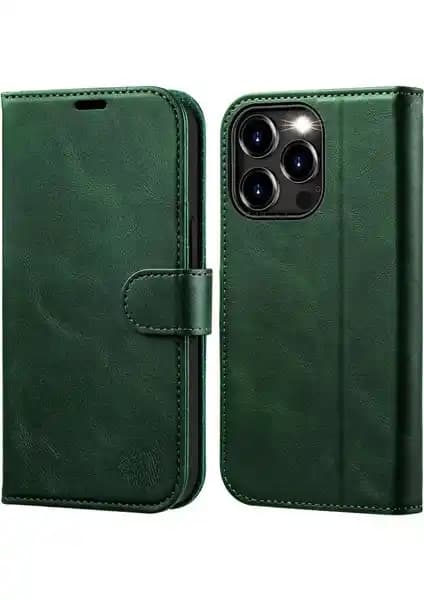 M.TK Moveteck Deri Dokulu Tam Kaplama Kılıfı: iPhone 13 Pro Max için Kartlık ve Ayakta Durma