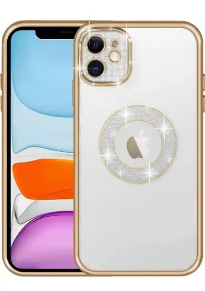 MobaxAksesuar iPhone 11 için şeffaf yüzeyli lens korumalı parıltılı kılıf tasarımı