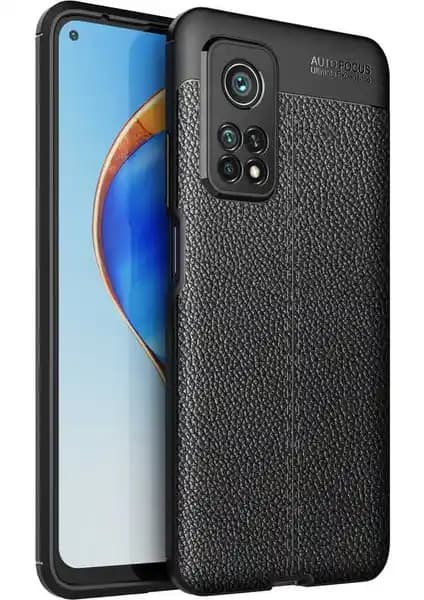 Xiaomi Mi 10T Pro için Darbeye Dayanıklı Deri Dikişli Armor Serisi Kamera Korumalı Kılıf