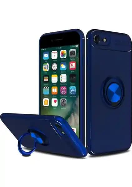 Apple iPhone SE 2022 ve diğer modeller için dayanıklı ve şık lacivert yüzüklü kılıf