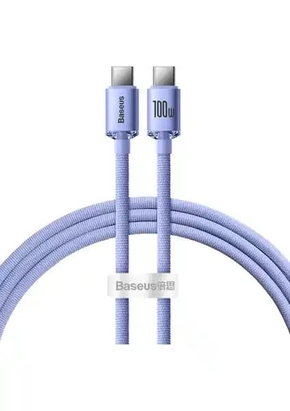 Baseus Crystal Shine 100W 120 cm PD Type-C Şarj Kablosu Mor Renkli Tasarım ve Yüksek Performans