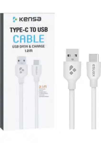 Kensa DK-152 Type-C USB Hızlı Şarj Kablosu Beyaz - Yüksek Performanslı ve Dayanıklı