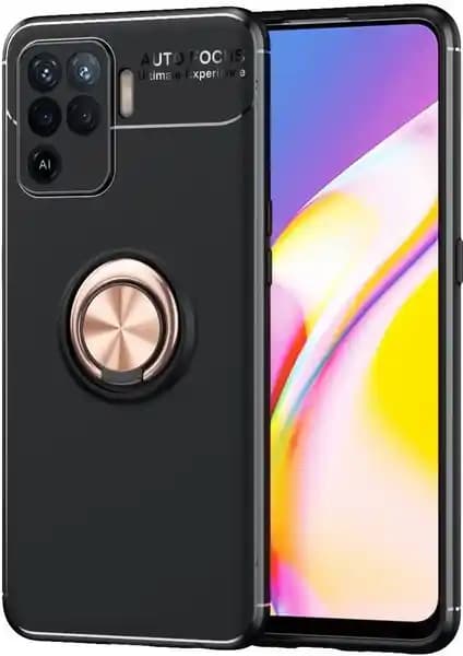 Oppo Reno 5 Lite İçin Yüzüklü Manyetik Silikon Kılıf Güncel Koruma Çözümü