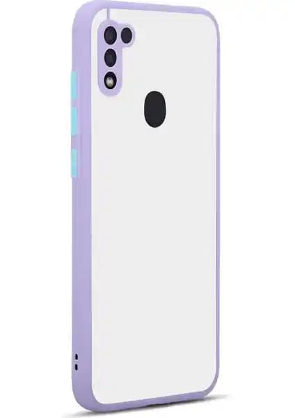 Samsung Galaxy M11 için Renkli Kenarlı ve Kamera Koruma Özellikli Buzlu Kapak