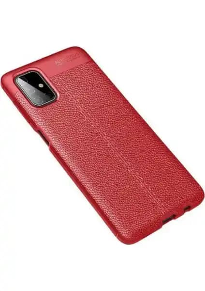 Samsung Galaxy M51 için Rugan ve Deri Görünümlü Yüksek Kalite Silikon Kılıf