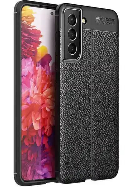 Samsung Galaxy S22 İçin Şık Rugan Armor Deri Görünümlü Koruyucu Kılıf