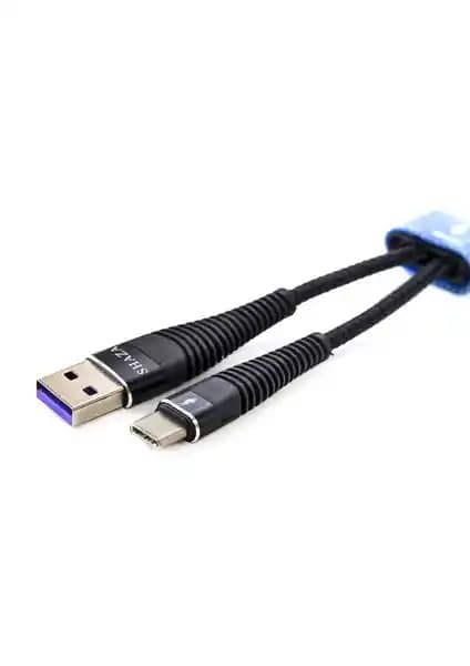 Shaza USB Type-C Pd 5A 100 W örgülü hızlı şarj ve data kablosu dayanıklılık ve yüksek performans sağlayan çözüm