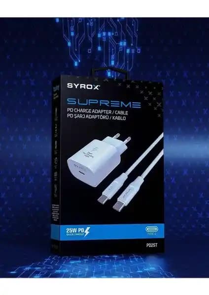 Syrox 25W Type-C Hızlı Şarj Adaptörü Samsung Galaxy M34 5G ve Diğer Cihazlar İçin Güvenilir Çözüm