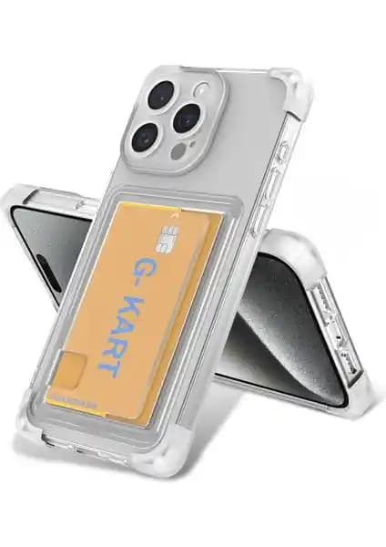 Apple iPhone 15 Pro için şeffaf kartlıklı airbag tasarımlı kılıf, dayanıklı ve şık koruma çözümü