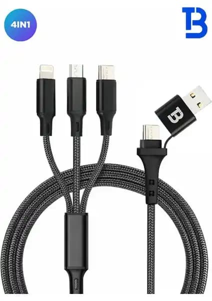 Bello BA-04 4in1 Çok Fonksiyonlu Dayanıklı Kablo Hızlı Şarj ve Veri Transferi Çözümü