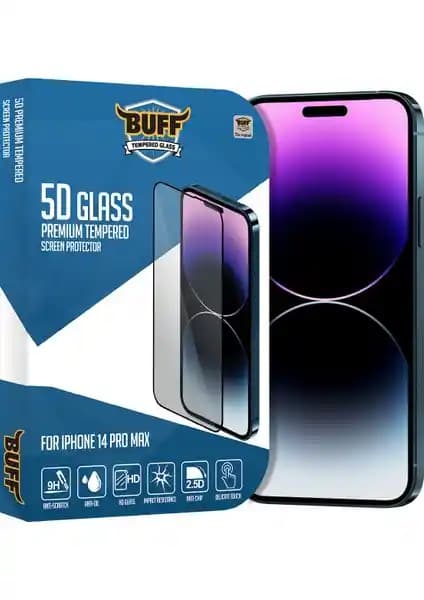 Buff Labs Buff 5D Glass Ekran Koruyucu iPhone 14 Pro Max için yüksek koruma ve şeffaflık