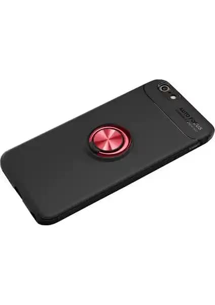 Case 4U iPhone SE 2020/7/8 Kılıf Yüzüklü Darbeye Dayanıklı Siyah ve Kırmızı