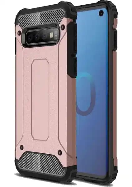 Galaxy S10 Plus için Çift Katmanlı Rose Gold Zırh Koruma Kılıfı