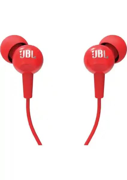 JBL C100SIURED Mikrofonlu Kulakiçi Kulaklık Kırmızı Renkli Yüksek Ses Kalitesi ve Dayanıklılık