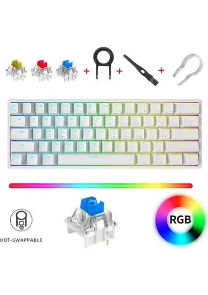 Leaven K620 RGB 61 Tuş Mekanik Klavye: Oyun ve Çalışma İçin Modern ve Dayanıklı Seçenek