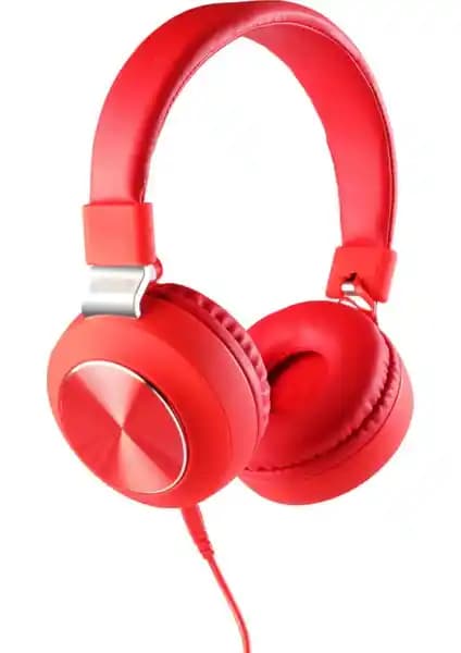 MF Product Acoustic 0102 Kırmızı Mikrofonlu Kablolu Kulak Üstü Kulaklık