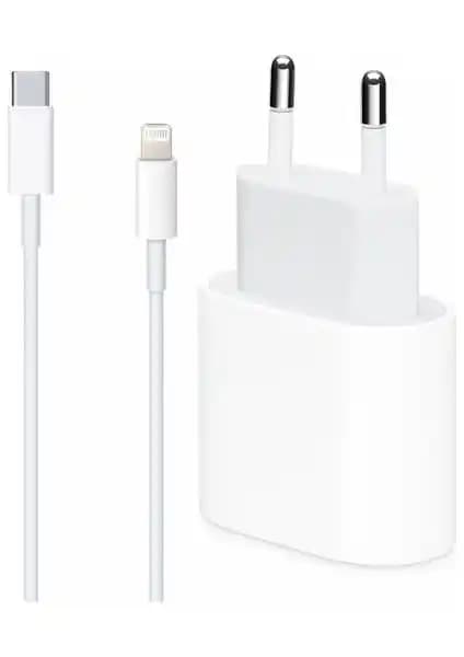 Miyuu Apple iPhone 13 Pro Uyumlu 20W Usb-C Güç Adaptörü ve Lightning Kablosu Seti