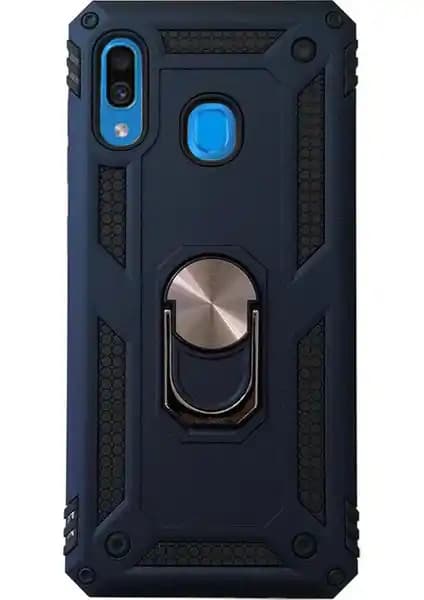 Samsung Galaxy A20 ve A30 İçin Çift Katmanlı Manyetik Yüzüklü Kapak Kılıfı