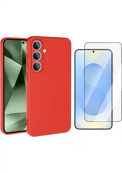 Samsung Galaxy A56 için Şık ve Koruyucu Kılıf ile Temperli Cam Ekran Koruyucu Seti
