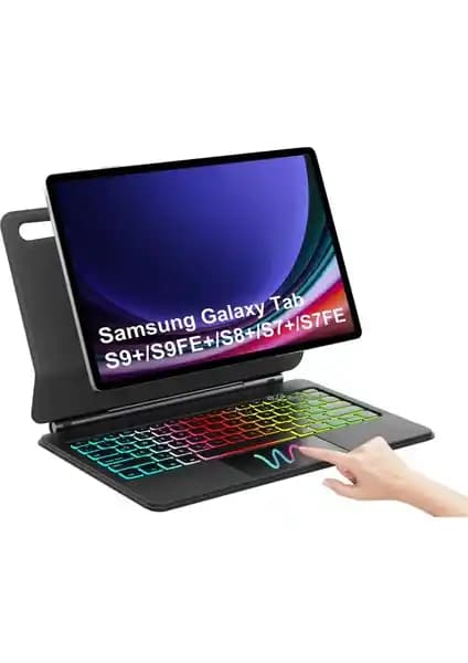 Samsung Galaxy Tab S9 FE Plus İçin Çok Fonksiyonlu Klavye Kılıfı ve Koruma Çözümü