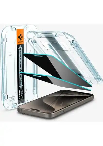 Spigen iPhone 15 Pro Uyumlu Hayalet Cam Ekran Koruyucu Güvenlik ve Estetik Sağlar