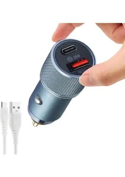 Subzero Hızlı Araç Şarj Cihazı PD 20W Çift USB Type-C Çıkışlı Güçlü ve Dayanıklı Tasarım