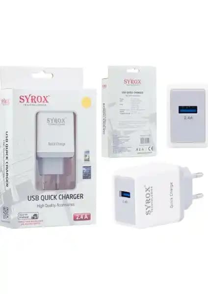 Syrox 2.4A Şarj Başlığı: Hızlı ve Güvenilir Şarj Çözümü for Günlük ve Seyahat Kullanımı