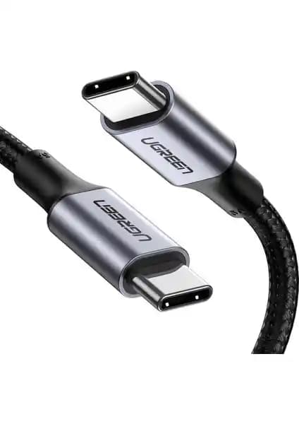 Ugreen USB-C 100W 5A QC PD örgülü hızlı şarj ve veri kablosu, dayanıklı ve yüksek performanslı