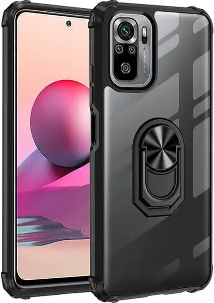 Xiaomi Redmi Note 10S için dayanıklı ve şık silikon kılıf, manyetik yüzük ve koruma özellikleri