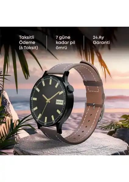 Fro LW38 Siyah Kasa 38 mm Kahverengi Kordon Akıllı Saat: Şıklık ve Fonksiyonellik Bir Arada