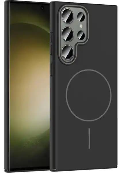 Samsung Galaxy S24 Ultra için MiraLive Broş Magsafe Kapak Siyah Şık ve Koruyucu Telefon Kılıfı