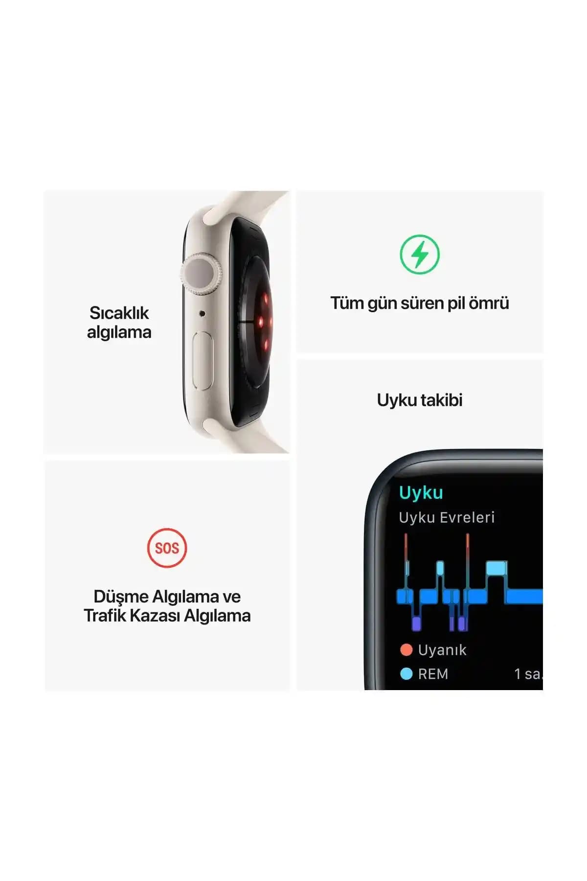 Apple Watch Series 8 GPS 45mm Yıldız Işığı Alüminyum Kasa ve Spor Kordon İncelemesi