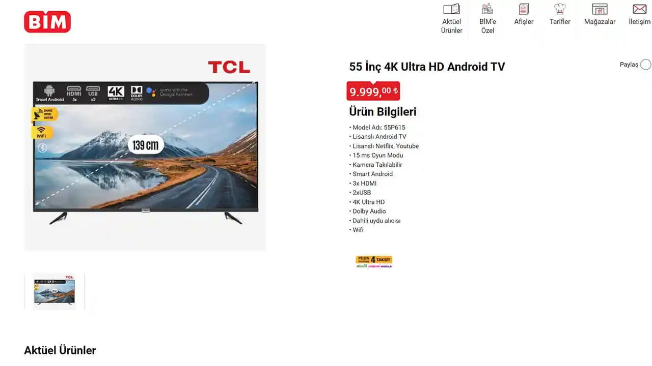 Bim'de Uygun Fiyatlı Akıllı ve LED Televizyon Modelleri ile Teknoloji Seçenekleri