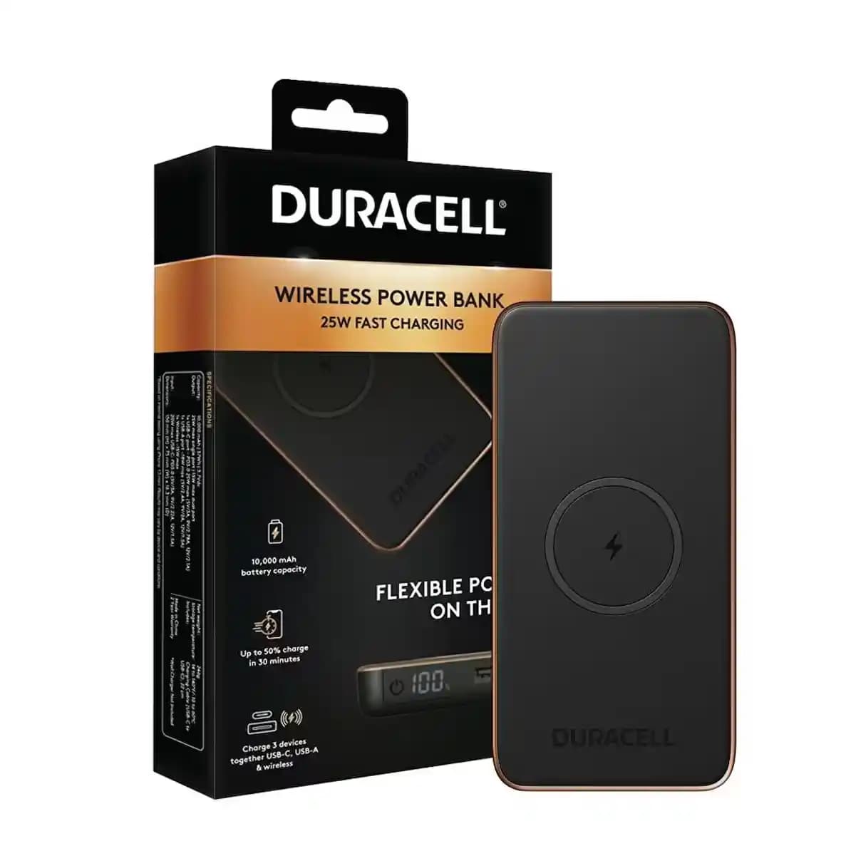 Duracell 10.000mAh Wireless Powerbank Core10 PD 25W: Yüksek Kapasiteli Taşınabilir Şarj
