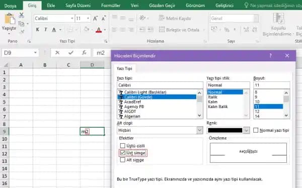 Excel'de Metrekare İşareti (㎡) Yazmanın Pratik ve Detaylı Yöntemleri