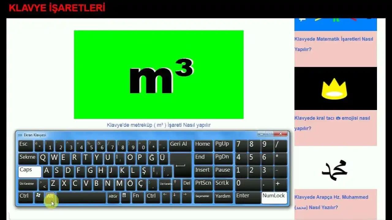 Klavyede "m3" ve Metreküp Sembolü "m³" Nasıl Doğru Yazılır ve Kullanılır