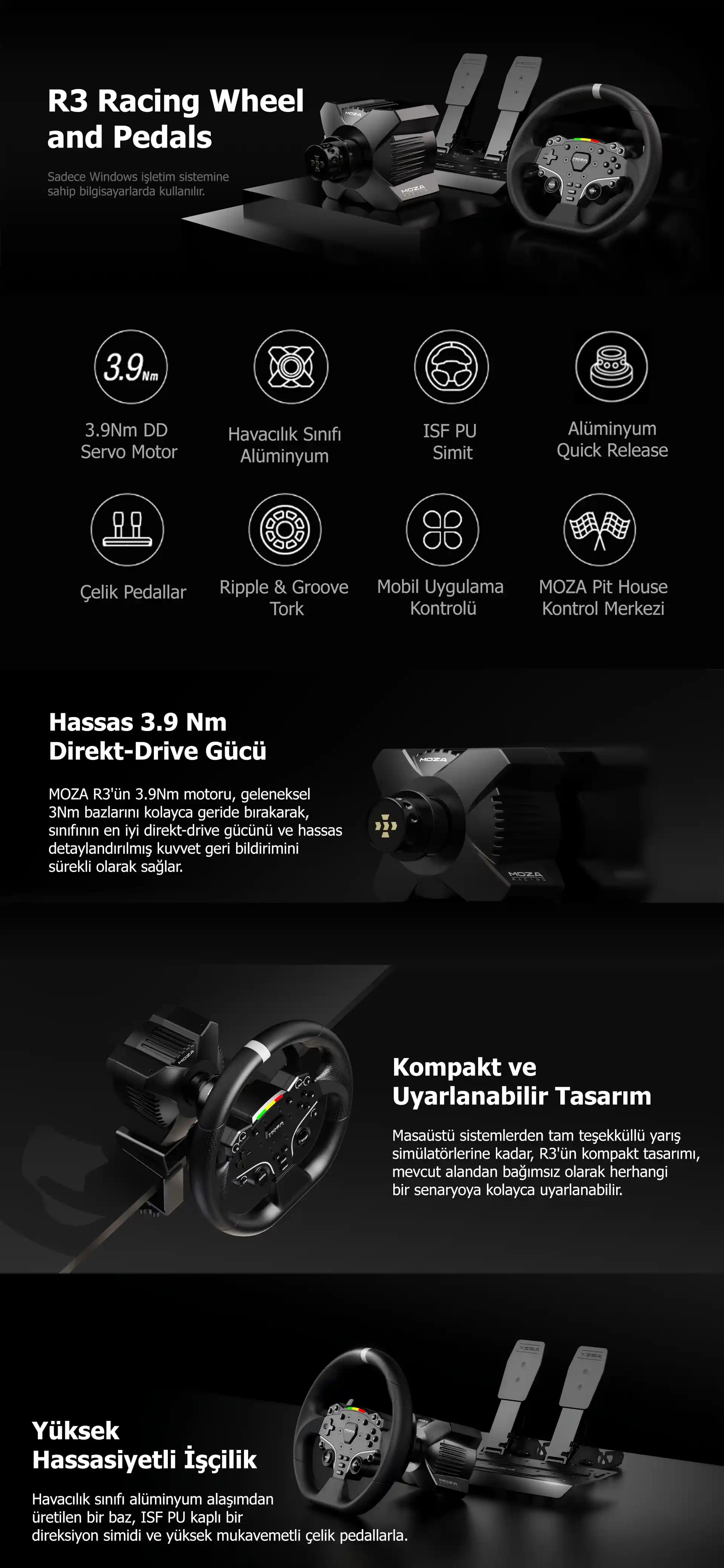 Moza R3 Direksiyon Seti ile Gerçekçi Sürüş Deneyimi ve Gelişmiş Simülasyon Performansı