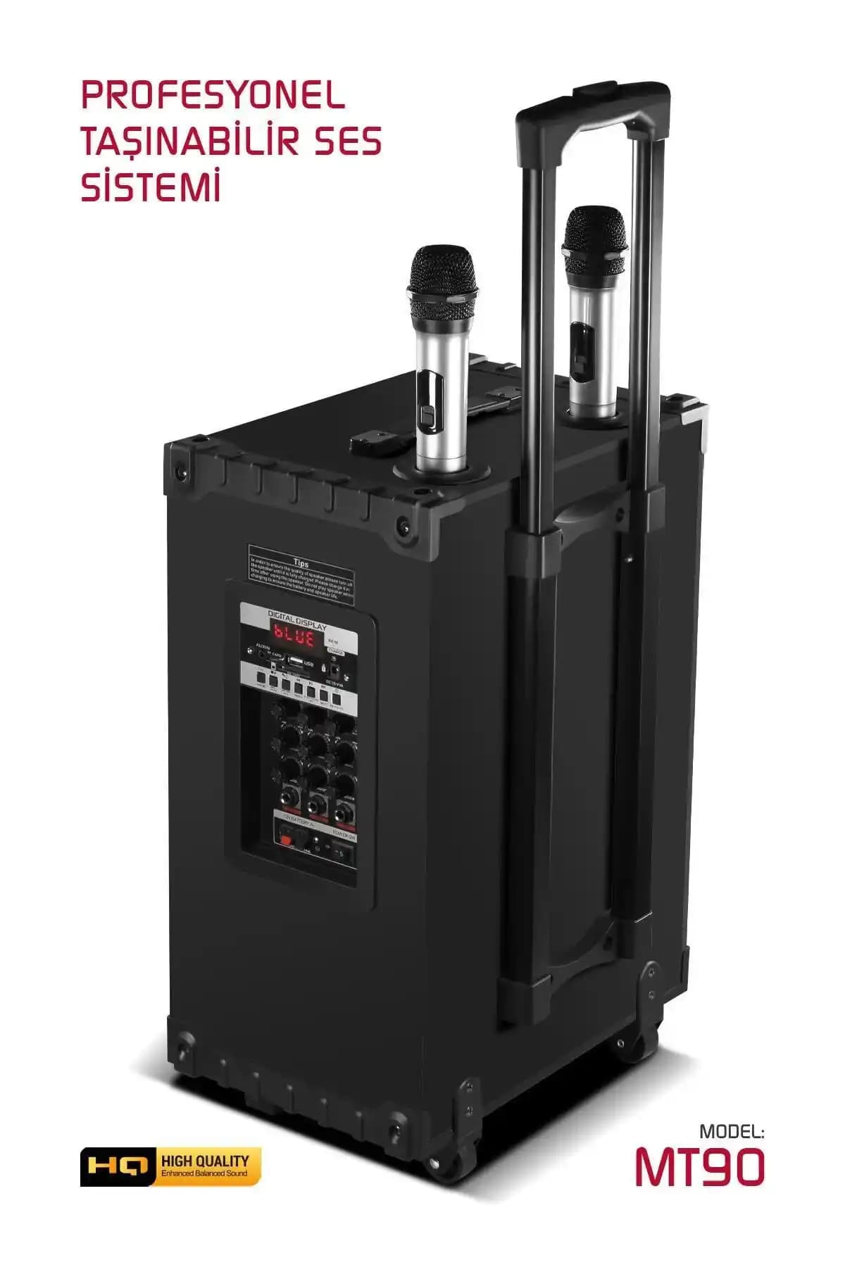 Powerway MT90: Şarjlı Çift Mikrofonlu Taşınabilir Karaoke Sistemi ile Kaliteli Ses