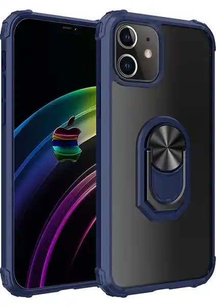 KNY Apple iPhone 12 Kılıf: Silikon Kenarlı Manyetik Yüzüklü Koruyucu Kapak