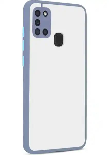 KNY Samsung Galaxy A21S Kamera Korumalı Silikon Kenarlı Buzlu Hux Kapak - Dayanıklı ve Şık