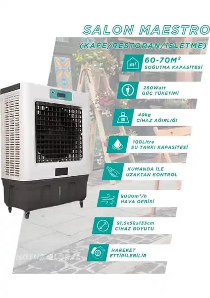 Kabel Salon Maestro Evaporatif Hava Soğutucu Geniş Alanlar İçin Ekonomik Çözüm