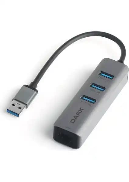 Dark USB Type-A to RJ45 Gigabit Ethernet ve 3x USB 3.0 Çoklayıcı Adaptör Özellikleri ve Kullanım Alanları