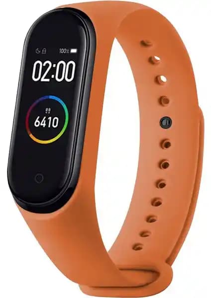 Furenfa Xiaomi Mi Band 3 ve 4 Uyumlu Silikon Kordon Kayış Turuncu