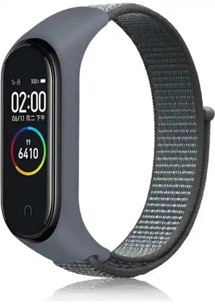Furenfa Xiaomi Mi Band 5 ve 6 Uyumlu Gri Dokuma Kayış ile Şıklık ve Konfor
