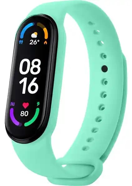 Hoffice Xiaomi Mi Band 5 ve 6 Uyumlu Renkli Silikon Kayışları Günlük Kullanım İçin