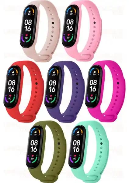 Hoffice Xiaomi Mi Band 5 ve 6 Uyumlu Renkli Silikon Kordon Seti Yüksek Kalite