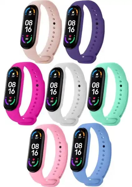 Hoffice Xiaomi Mi Band 5 ve Mi Band 6 Uyumlu Silikon Kordon Seti Renkli ve Dayanıklı