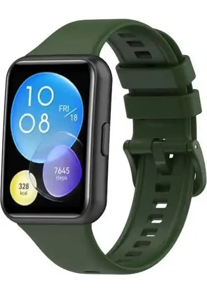 Huawei Watch Fit 2 için Koyu Yeşil Silikon Kordon Spor ve Şık Tasarım