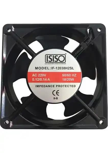 Isiso IF-12038H2SL Metal Fan 220VAC Endüstriyel ve Elektronik Uygulamaları İçin
