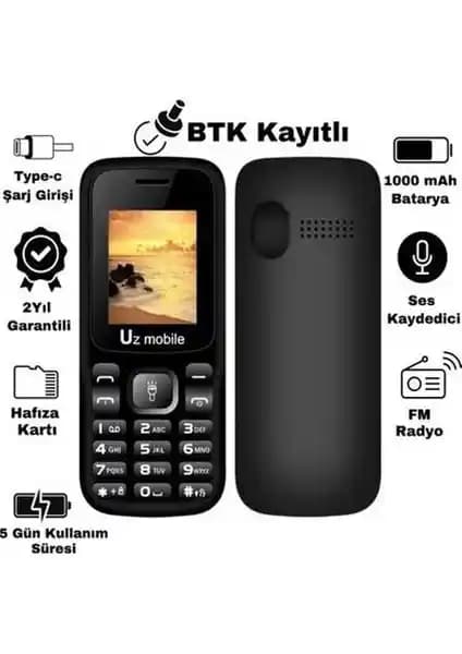 Uz Mobile Yerli Tuşlu Cep Telefonu Günümüz İhtiyaçlarına Uygun Dayanıklı Model